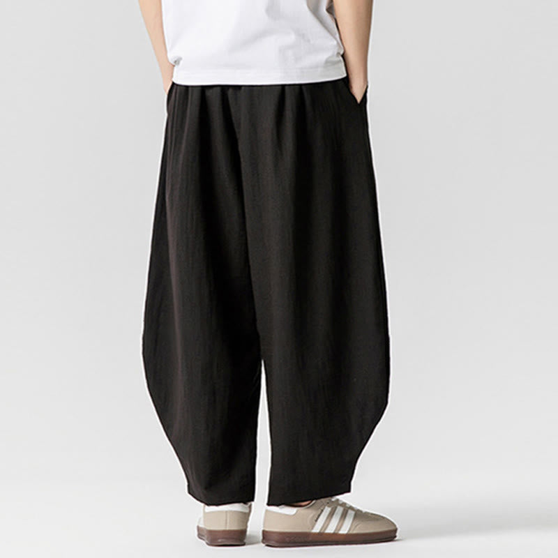 Buddha Stones夏 純色 ドローストリング メンズ コットン アンクル丈 パンツ ポケット付き - image 37