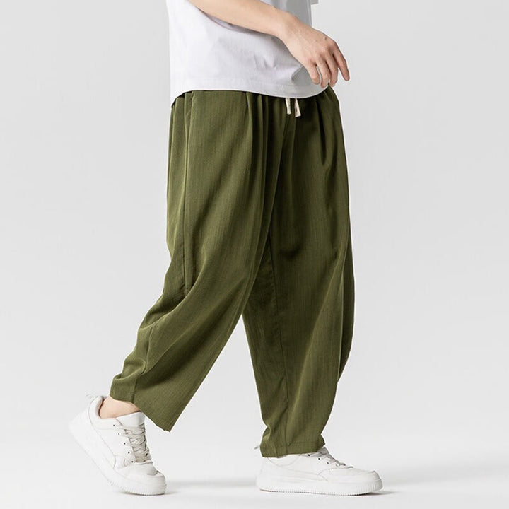 Buddha Stones夏 純色 ドローストリング メンズ コットン アンクル丈 パンツ ポケット付き - image 24
