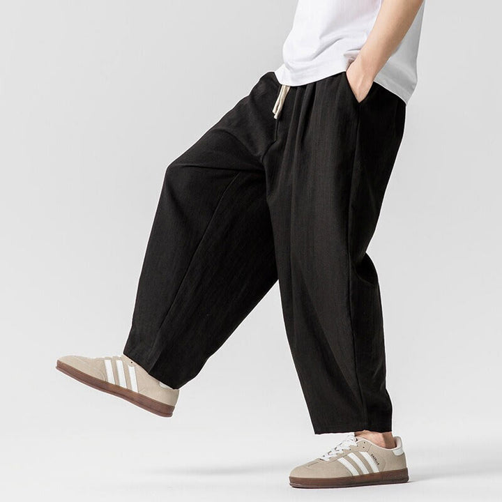 Buddha Stones夏 純色 ドローストリング メンズ コットン アンクル丈 パンツ ポケット付き - image 40