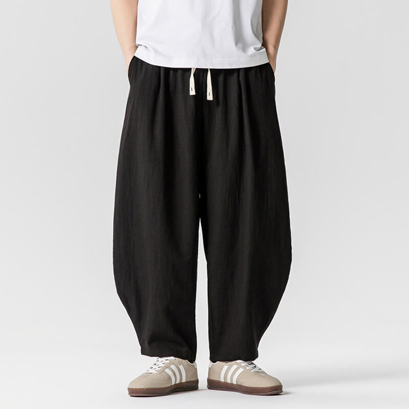 Buddha Stones夏 純色 ドローストリング メンズ コットン アンクル丈 パンツ ポケット付き - 黒 - US/UK/AU46、 EU56 (5XL) - image 34
