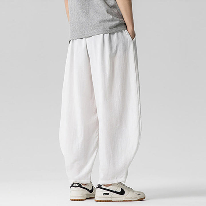 Buddha Stones夏 純色 ドローストリング メンズ コットン アンクル丈 パンツ ポケット付き - image 16