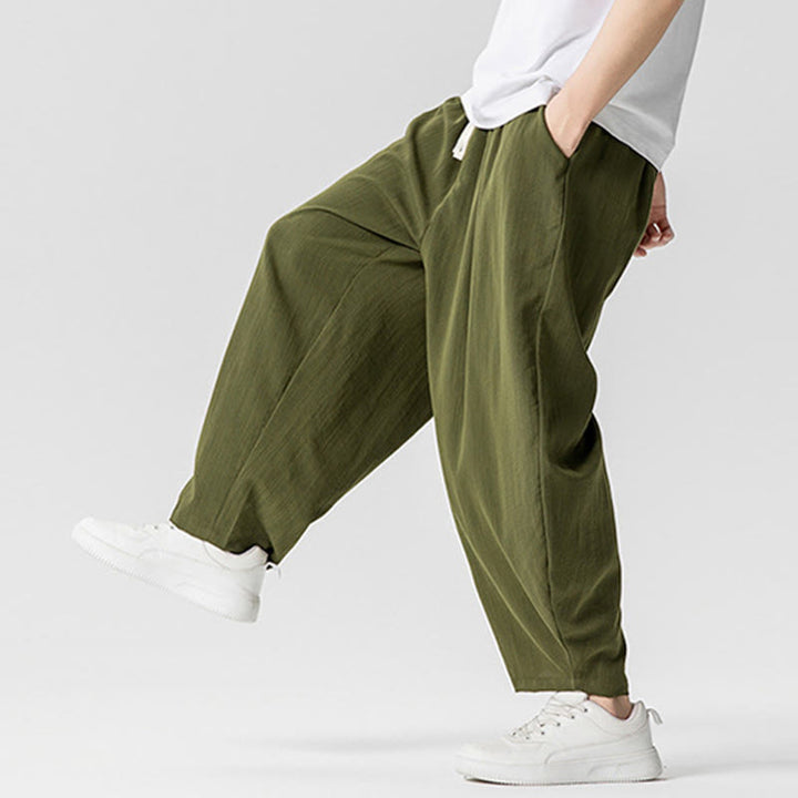 Buddha Stones夏 純色 ドローストリング メンズ コットン アンクル丈 パンツ ポケット付き - image 26