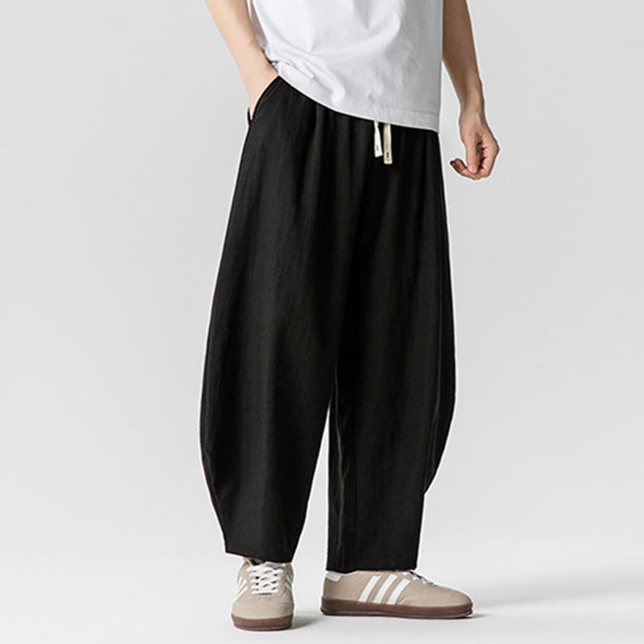 Buddha Stones夏 純色 ドローストリング メンズ コットン アンクル丈 パンツ ポケット付き - image 39