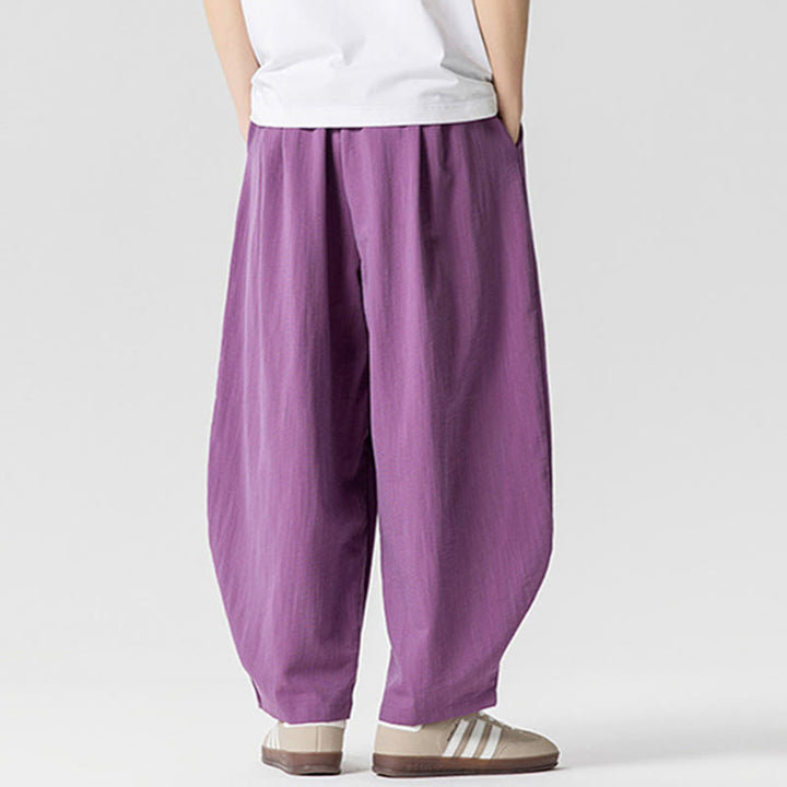 Buddha Stones夏 純色 ドローストリング メンズ コットン アンクル丈 パンツ ポケット付き - image 29