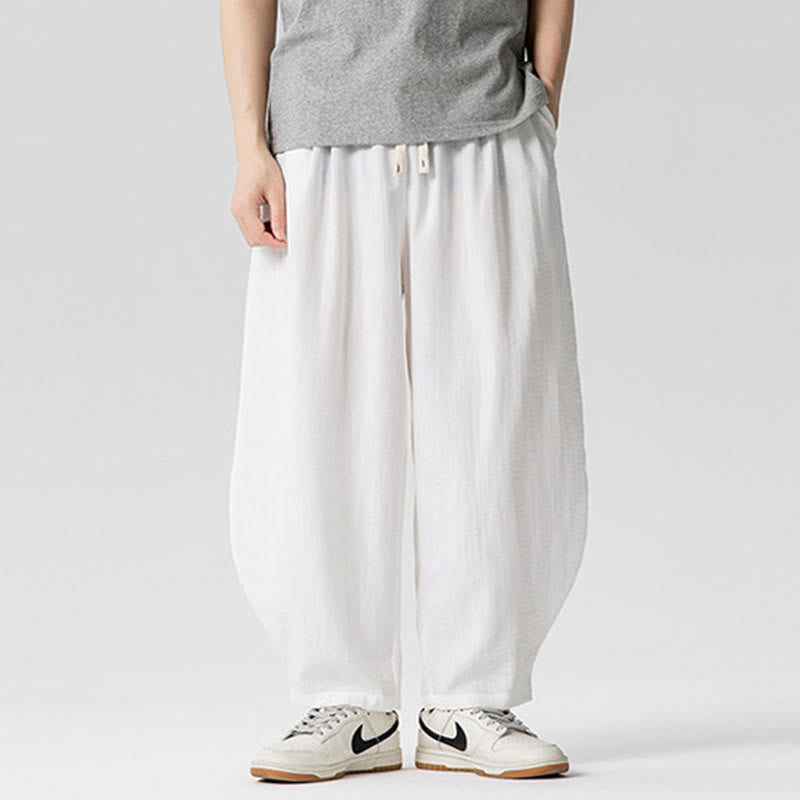 Buddha Stones夏 純色 ドローストリング メンズ コットン アンクル丈 パンツ ポケット付き - image 13