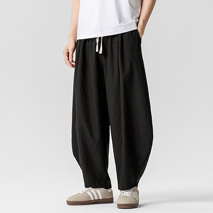 Buddha Stones夏 純色 ドローストリング メンズ コットン アンクル丈 パンツ ポケット付き - image 38