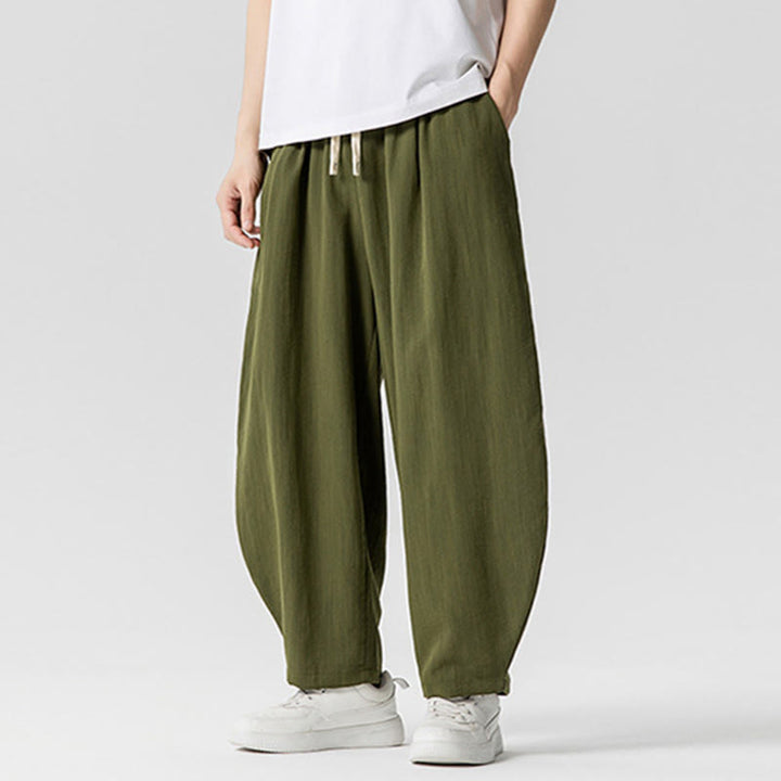 Buddha Stones夏 純色 ドローストリング メンズ コットン アンクル丈 パンツ ポケット付き - image 21
