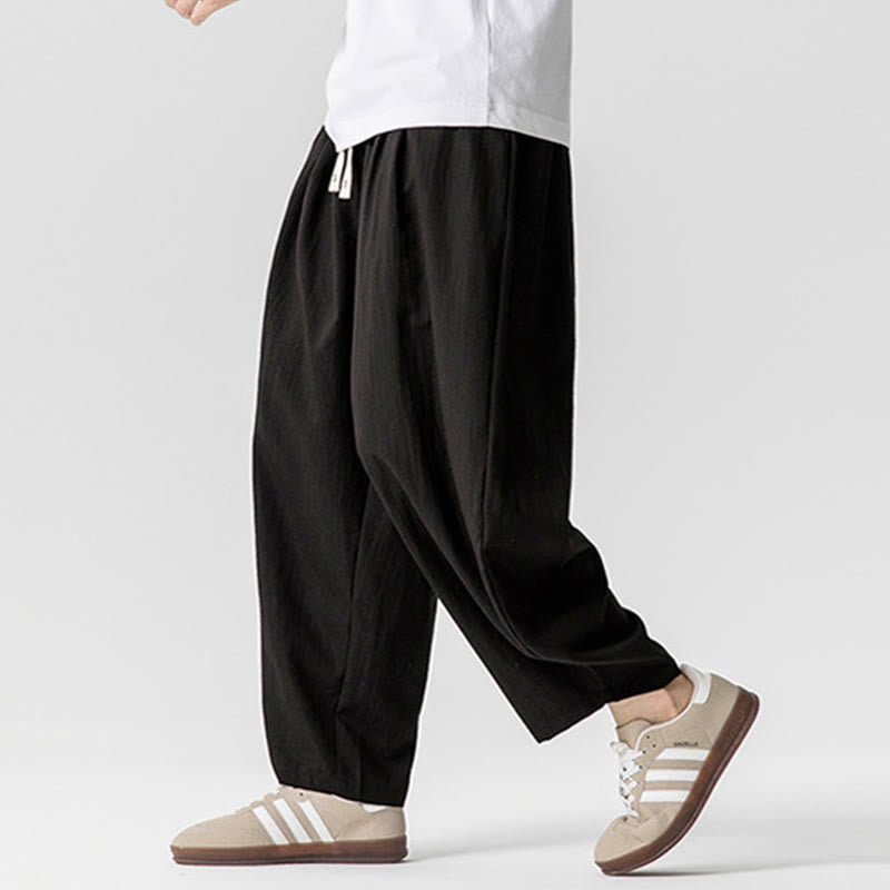 Buddha Stones夏 純色 ドローストリング メンズ コットン アンクル丈 パンツ ポケット付き - image 36