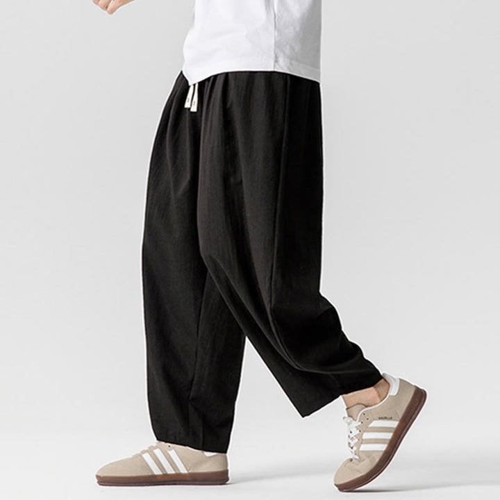 Buddha Stones夏 純色 ドローストリング メンズ コットン アンクル丈 パンツ ポケット付き - image 36
