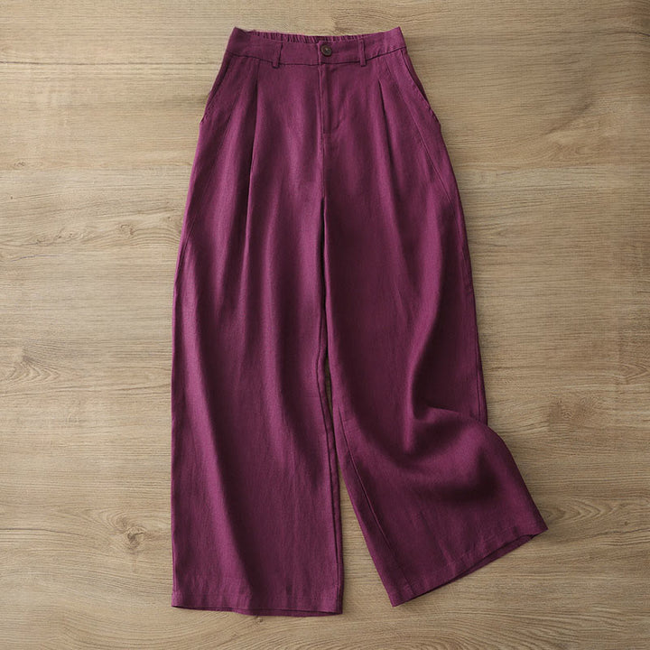 Buddha Stones無地コットン レディース ボタン ワイドレッグパンツ ポケット付き - 紫 - US8-10，UK/AU12-14，EU40-42 (2XL) - image 30