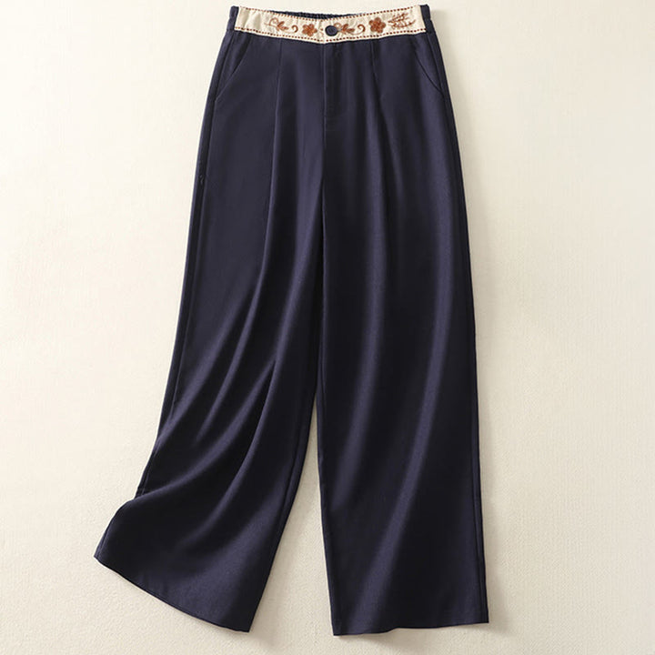Buddha Stones刺繍柄ポリエステルレディースワイドレッグパンツ（ポケット付き） - 海軍 - US12、 UK/AU16、 EU44 (2XL) - image 15