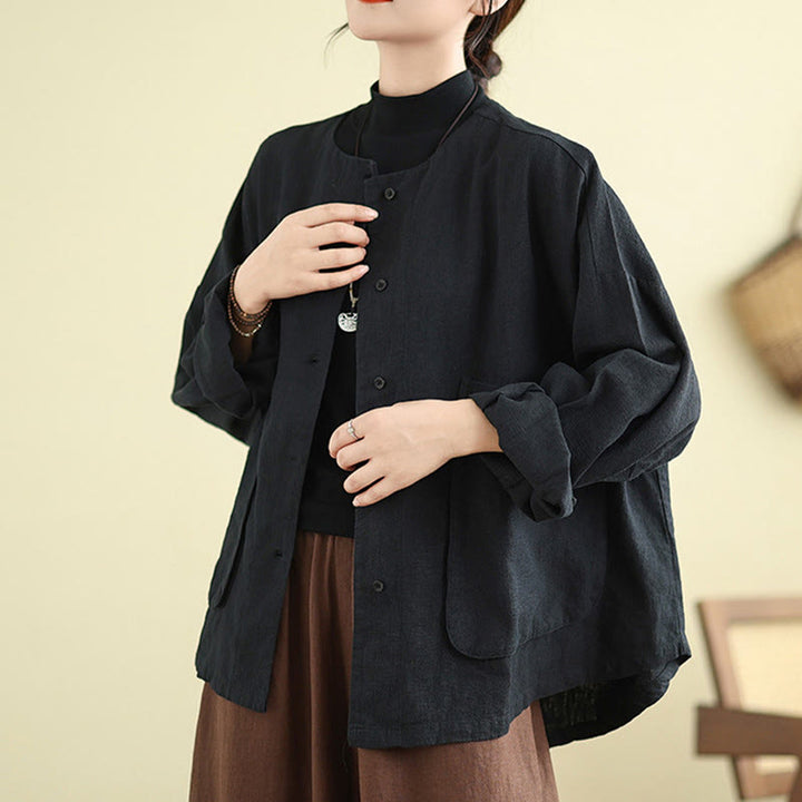 Buddha Stonesレディース 長袖 クルーネック コットンジャケット ポケット付き - image 12
