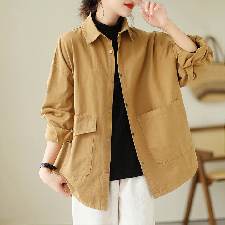 Buddha Stonesレディース 長袖 ボタン コットン ジャケット ポケット付き - サンディブラウン - US14、 UK/AU18、 EU46 (2XL) - image 5