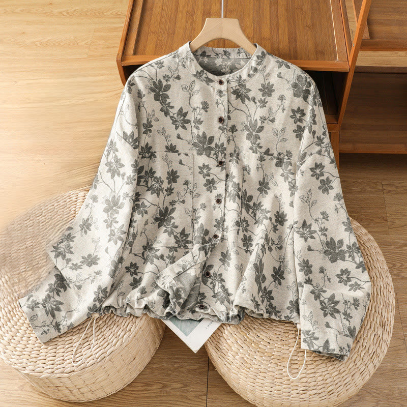 Buddha Stonesカジュアルプリント柄 レディース 長袖 ポリエステルシャツ - 銀 - US14、 UK/AU18、 EU46 (2XL) - image 0