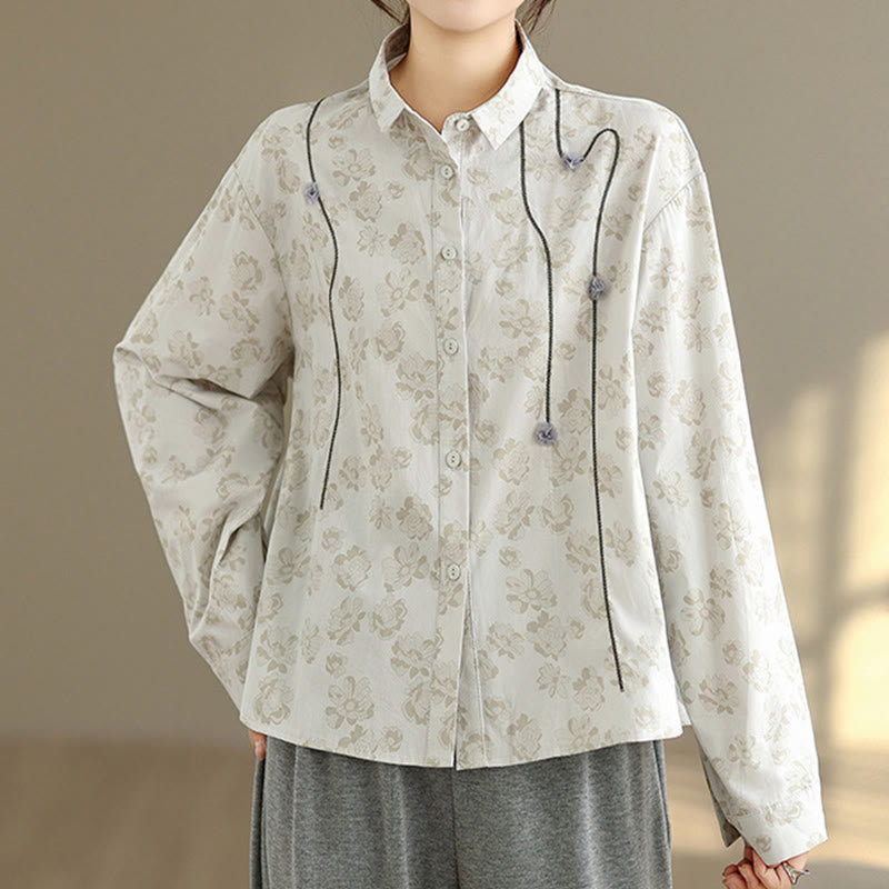 Buddha Stonesカジュアル 刺繍 花柄 レディース 長袖 ポリエステル シャツ - image 13