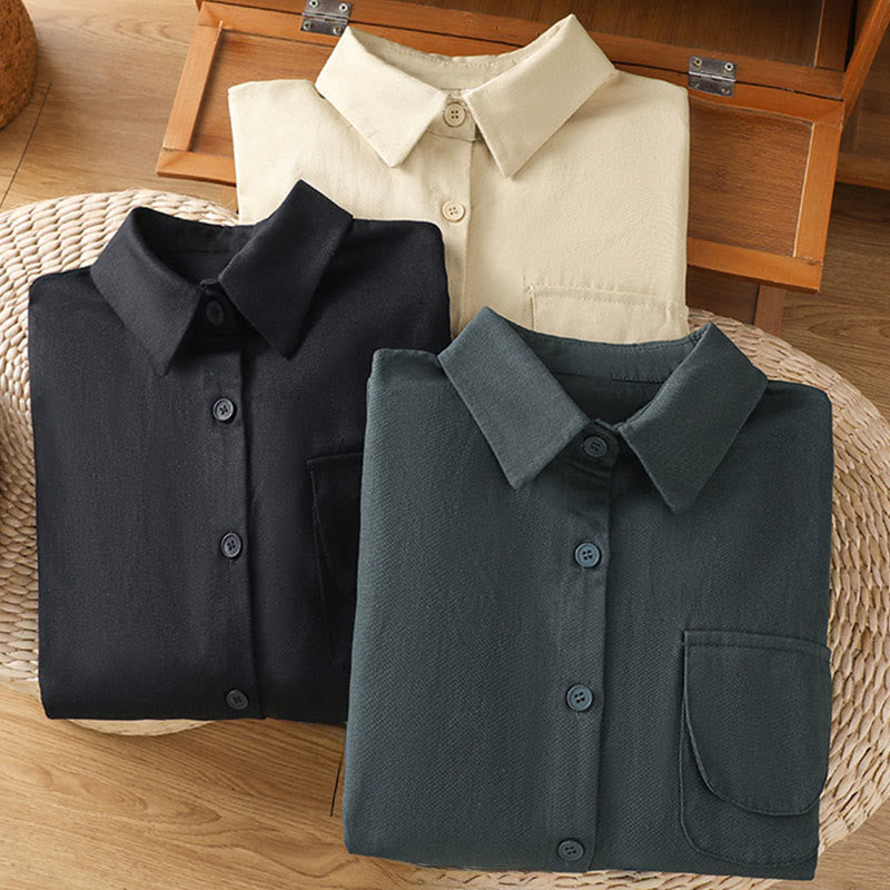 Buddha Stonesカジュアル レディース 長袖 スタンドカラー コットンシャツ ポケット付き - image 29