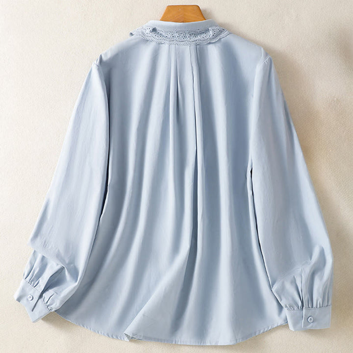 Buddha Stonesカジュアル レディース 長袖 レースラペル コットンシャツ - image 1