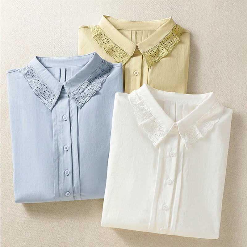 Buddha Stonesカジュアル レディース 長袖 レースラペル コットンシャツ - image 28