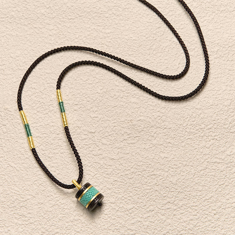 Buddha Stones黒檀ターコイズ シリンダー ピース ネックレス ペンダント - image 4