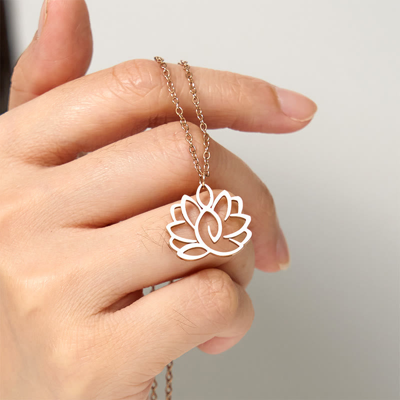 Buddha Stones中空蓮華デザイン ステンレススチール 悟りのネックレスペンダント - image 17