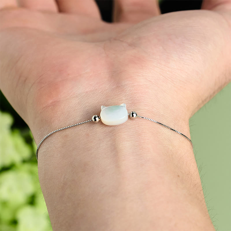 Buddha Stones 925スターリングシルバー シャコガイ ストーン キャットヘッド良縁祈願チェーンブレスレット - image 12