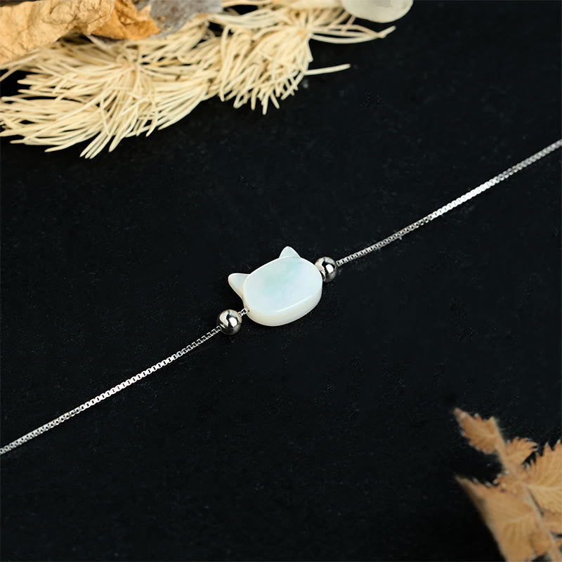 Buddha Stones 925スターリングシルバー シャコガイ ストーン キャットヘッド良縁祈願チェーンブレスレット - image 9