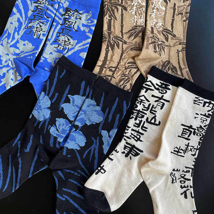 Buddha Stones中国書道 花柄 マイクロクルー レディース コットンソックス - image 30