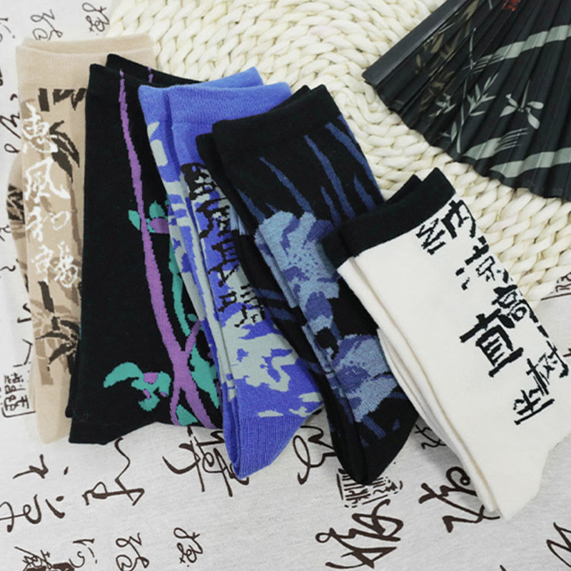 Buddha Stones中国書道 花柄 マイクロクルー レディース コットンソックス - image 33