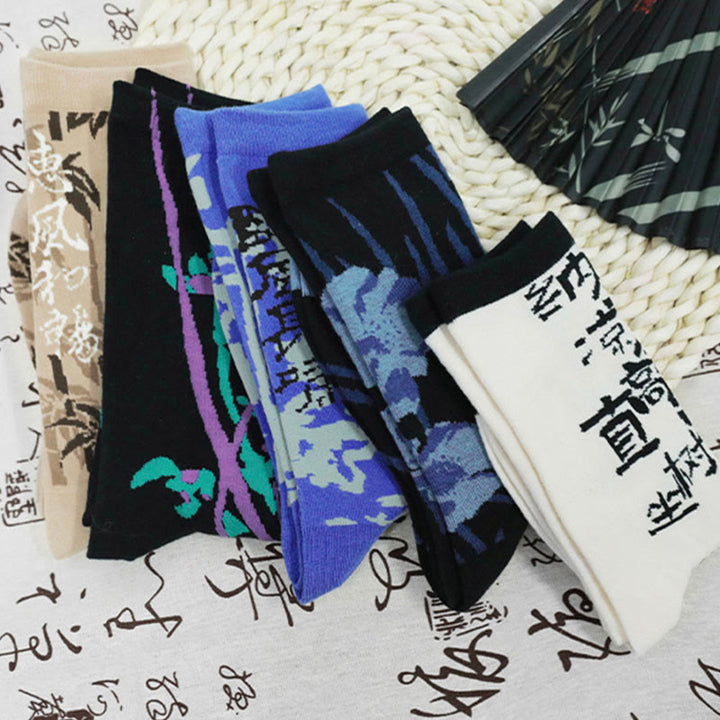Buddha Stones中国書道 花柄 マイクロクルー レディース コットンソックス - image 33