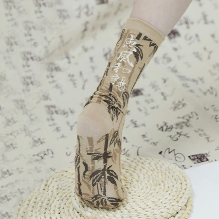 Buddha Stones中国書道 花柄 マイクロクルー レディース コットンソックス - image 12