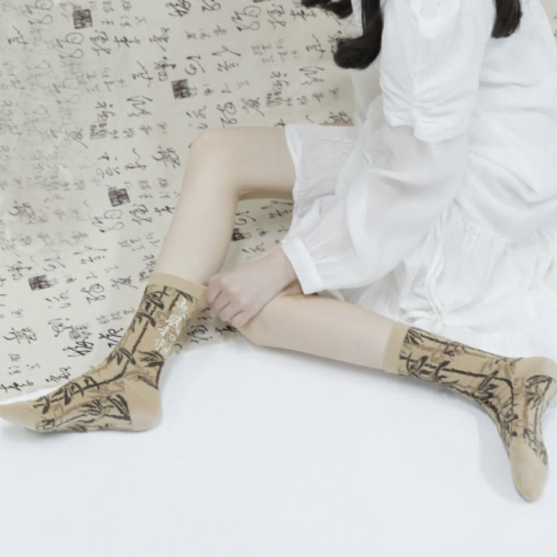 Buddha Stones中国書道 花柄 マイクロクルー レディース コットンソックス - image 11
