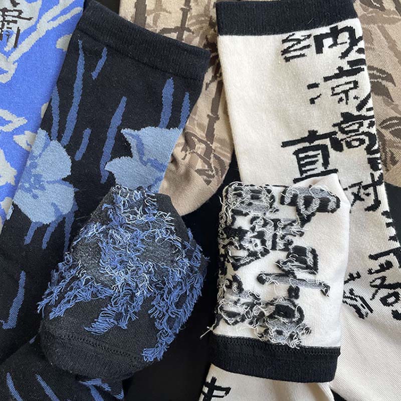 Buddha Stones中国書道 花柄 マイクロクルー レディース コットンソックス - image 34