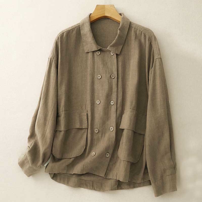 Buddha Stonesダブルブレストデザイン 長袖 レディース コットンジャケット ポケット付き - ペルー - US14、 UK/AU18、 EU46 (2XL) - image 1