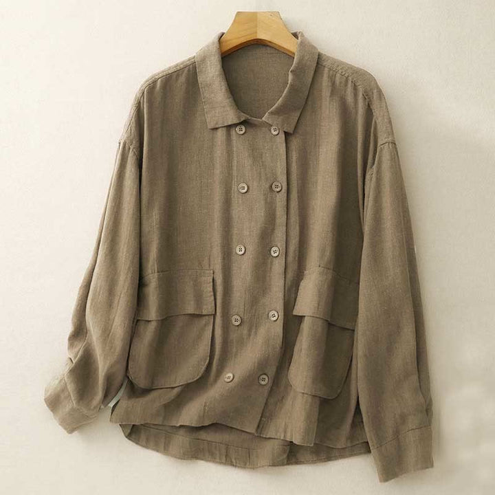 Buddha Stonesダブルブレストデザイン 長袖 レディース コットンジャケット ポケット付き - ペルー - US14、 UK/AU18、 EU46 (2XL) - image 1
