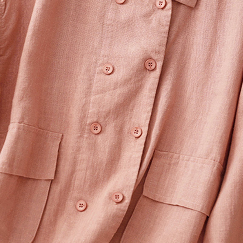 Buddha Stonesダブルブレストデザイン 長袖 レディース コットンジャケット ポケット付き - image 20