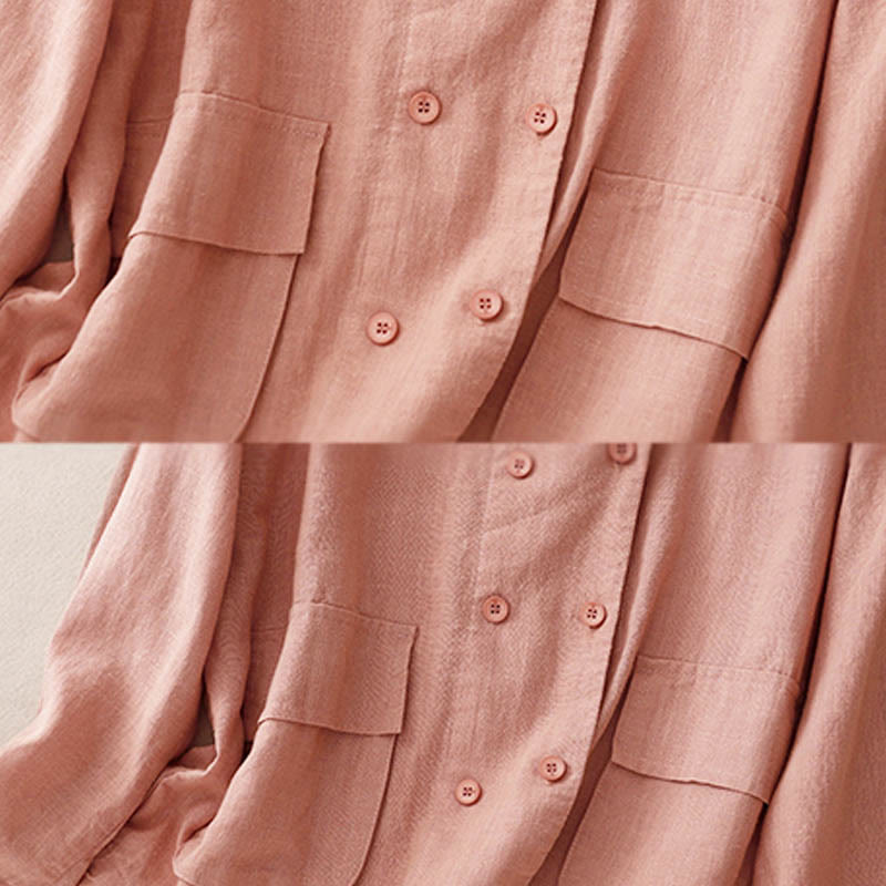 Buddha Stonesダブルブレストデザイン 長袖 レディース コットンジャケット ポケット付き - image 18