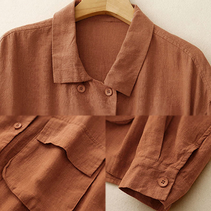 Buddha Stonesダブルブレストデザイン 長袖 レディース コットンジャケット ポケット付き - image 8