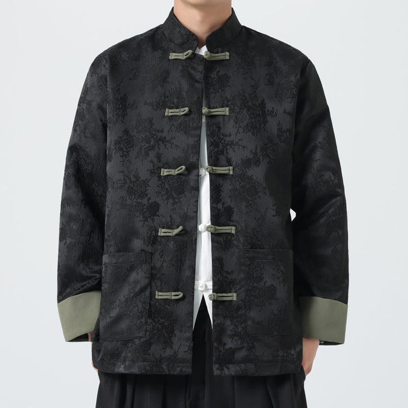 Buddha Stonesジャカード フロッグボタン 長袖 メンズ コットンジャケット タンスーツ ポケット付き - image 4