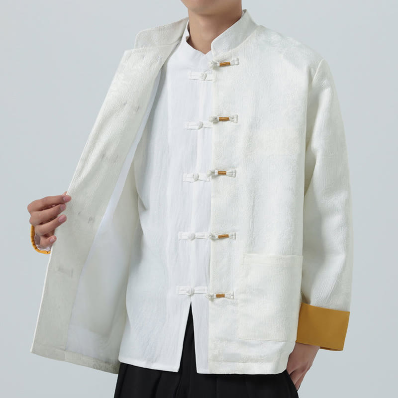 Buddha Stonesジャカード フロッグボタン 長袖 メンズ コットンジャケット タンスーツ ポケット付き - image 16