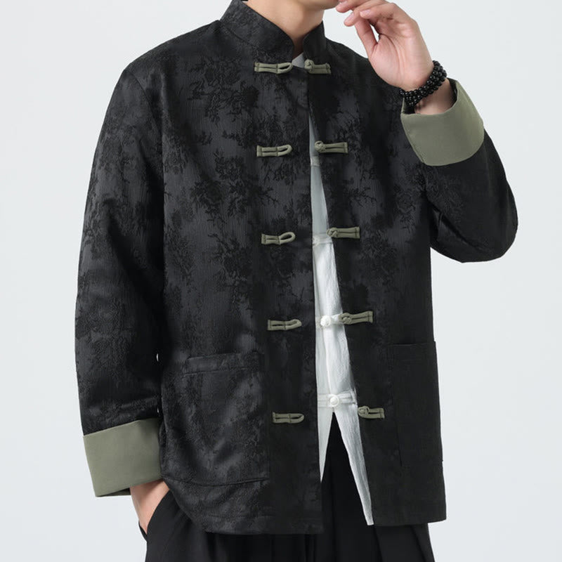 Buddha Stonesジャカード フロッグボタン 長袖 メンズ コットンジャケット タンスーツ ポケット付き - image 5