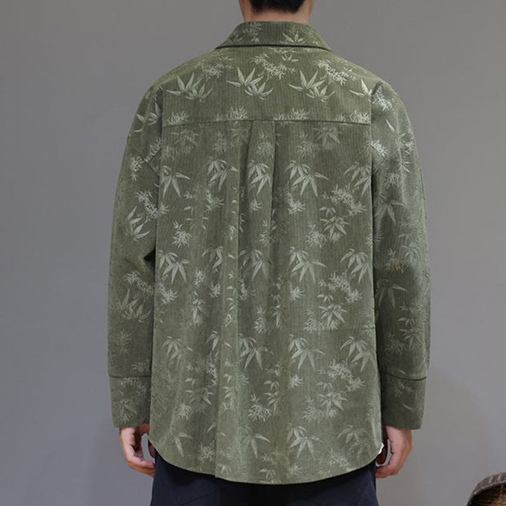 Buddha Stonesジャカードの葉柄カエルボタン長袖メンズコットンタンスーツジャケット - image 20