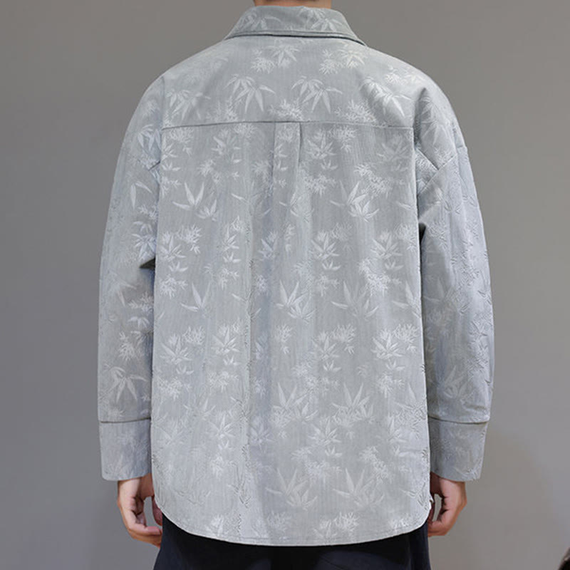 Buddha Stonesジャカードの葉柄カエルボタン長袖メンズコットンタンスーツジャケット - image 11