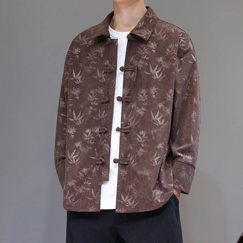 Buddha Stonesジャカードの葉柄カエルボタン長袖メンズコットンタンスーツジャケット - image 28