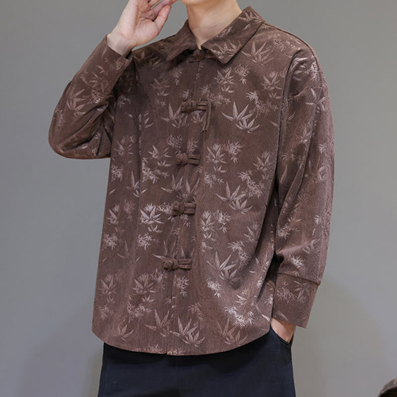 Buddha Stonesジャカードの葉柄カエルボタン長袖メンズコットンタンスーツジャケット - image 33