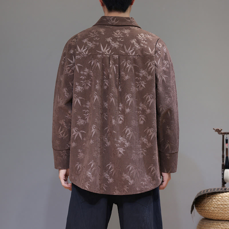 Buddha Stonesジャカードの葉柄カエルボタン長袖メンズコットンタンスーツジャケット - image 27