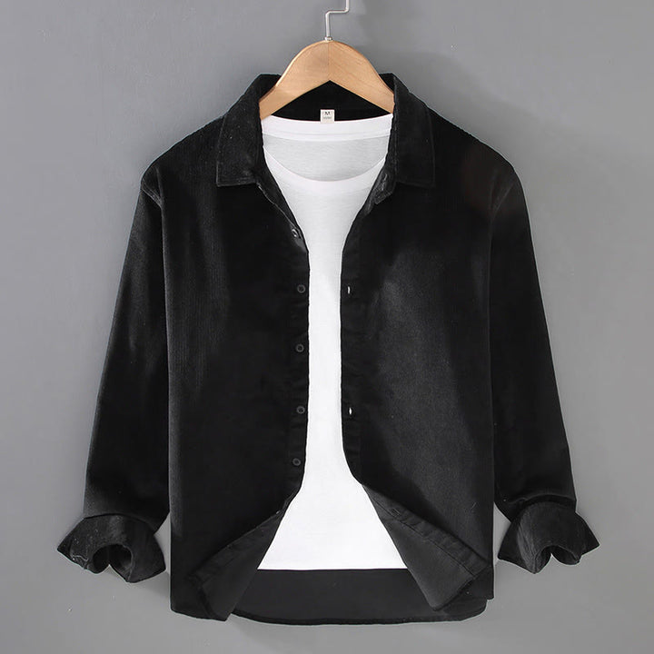 Buddha Stonesメンズ 無地ボタンデザイン 長袖 ピュアコットン コーデュロイシャツ - 黒 - US/UK/AU44、 EU54 (4XL) - image 20