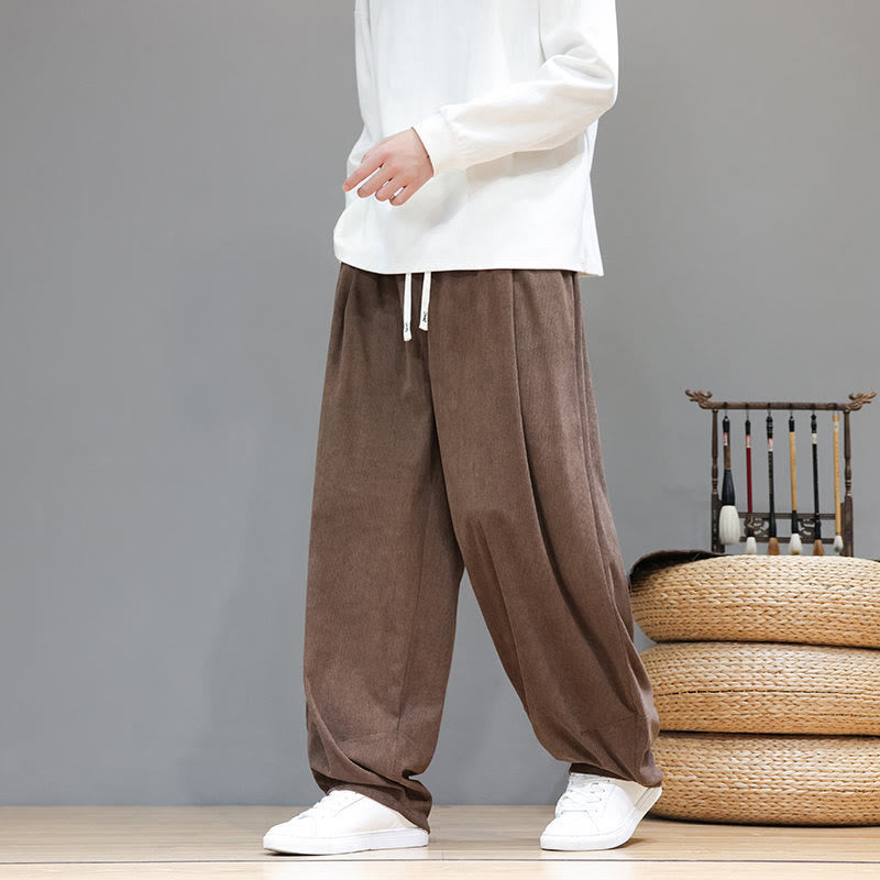 Buddha Stones無地 ピュアコットン コーデュロイ メンズ ハーレムパンツ ポケット付き - シエナ - US/UK/AU46、 EU56 (5XL) - image 0