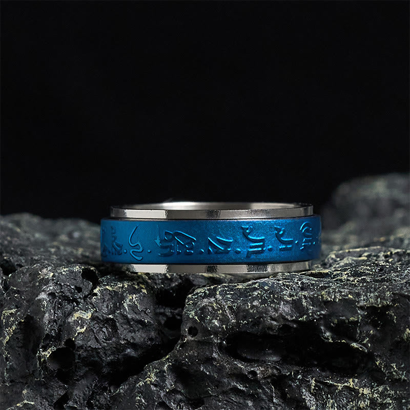 Buddha Stonesチベット経典 ブルー 薬剤師マントラ チタン鋼 スピナー バランスリング - 70～73mm - image 0