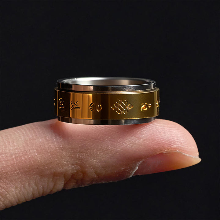 Buddha Stonesチベット経典オーム・マニ・パドメ・フムチタン鋼スピナー ピースリング - image 3