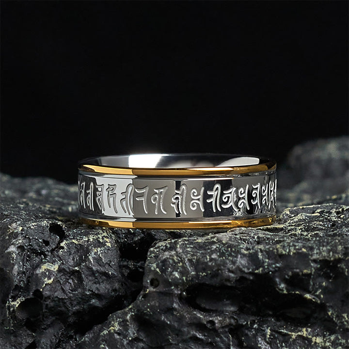 Buddha Stonesチベット経典 シュランガマ マントラ チタン鋼 スピナー バランスリング - 70～73mm - image 0